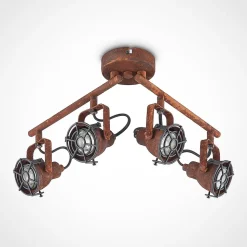 Lindby plafondspot Scabra, 63 cm, roestbruin, 4-lamps, metaal