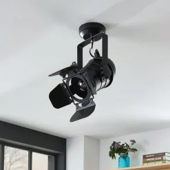 Lindby plafondspot Tilen, 1-lamp, zwart, metaal, 38cm