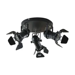 Lindby plafondspot Tilen, 3-lamps, zwart, metaal, Ø 54cm