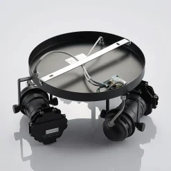 Lindby plafondspot Tilen, 3-lamps, zwart, metaal, Ø 54cm