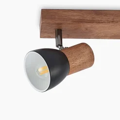 Lindby plafondspot Tonja, 3-lamps, 55 cm, hout, staal