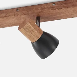 Lindby plafondspot Tonja, 3-lamps, 55 cm, hout, staal