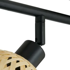 Lindby plafondspot Youstin, 70,5 cm lang, bamboe 4-lamps, E14