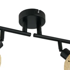 Lindby plafondspot Youstin, 70,5 cm lang, bamboe 4-lamps, E14