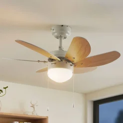 Lindby plafondventilator Minja, wit, hout