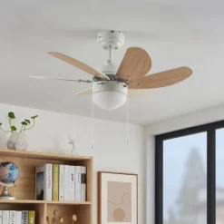 Lindby plafondventilator Minja, wit, hout