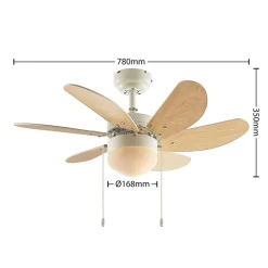 Lindby plafondventilator Minja, wit, hout