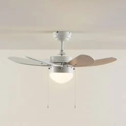 Lindby plafondventilator Minja, wit, hout