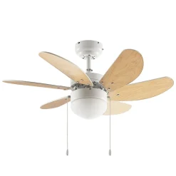 Lindby plafondventilator Minja, wit, hout