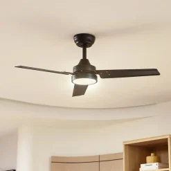 Lindby plafondventilator met verlichting Minja, zilver, stil, 78cm