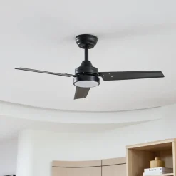 Lindby plafondventilator met verlichting Minja, zilver, stil, 78cm