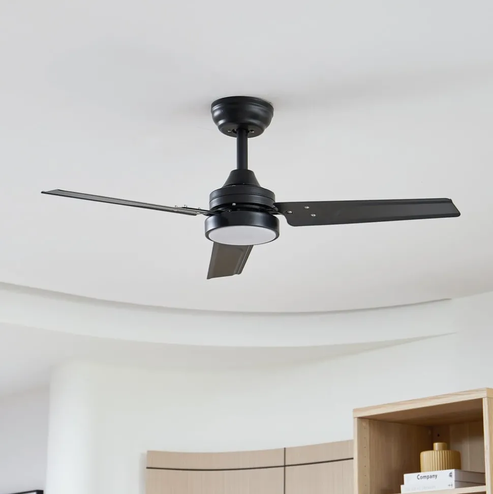 Lindby plafondventilator met verlichting Minja, zilver, stil, 78cm