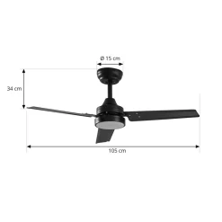 Lindby plafondventilator met verlichting Minja, zilver, stil, 78cm