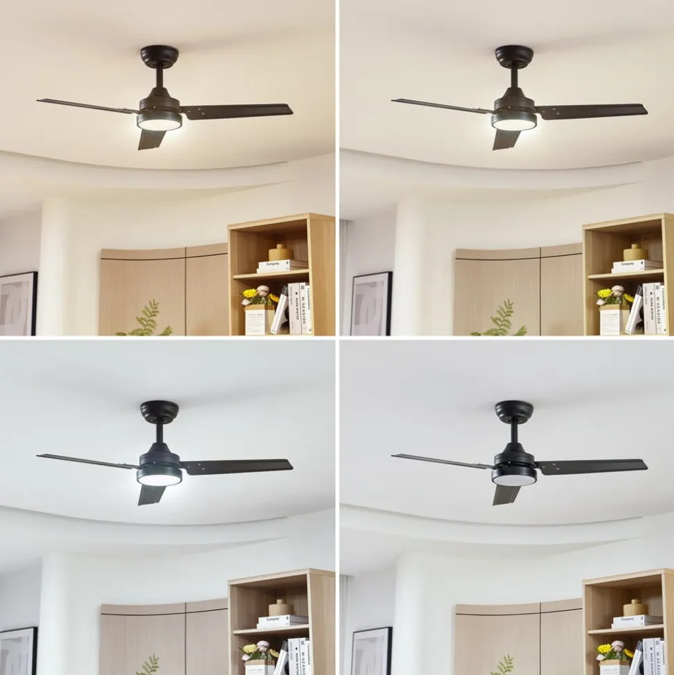 Lindby plafondventilator met verlichting Minja, zilver, stil, 78cm