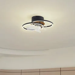 Lindby plafondventilator Lomana, zwart, stil, CCT