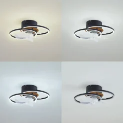 Lindby plafondventilator Lomana, zwart, stil, CCT