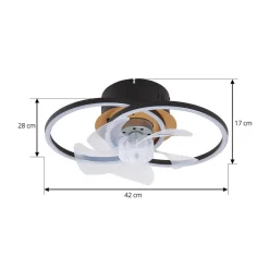 Lindby plafondventilator Lomana, zwart, stil, CCT