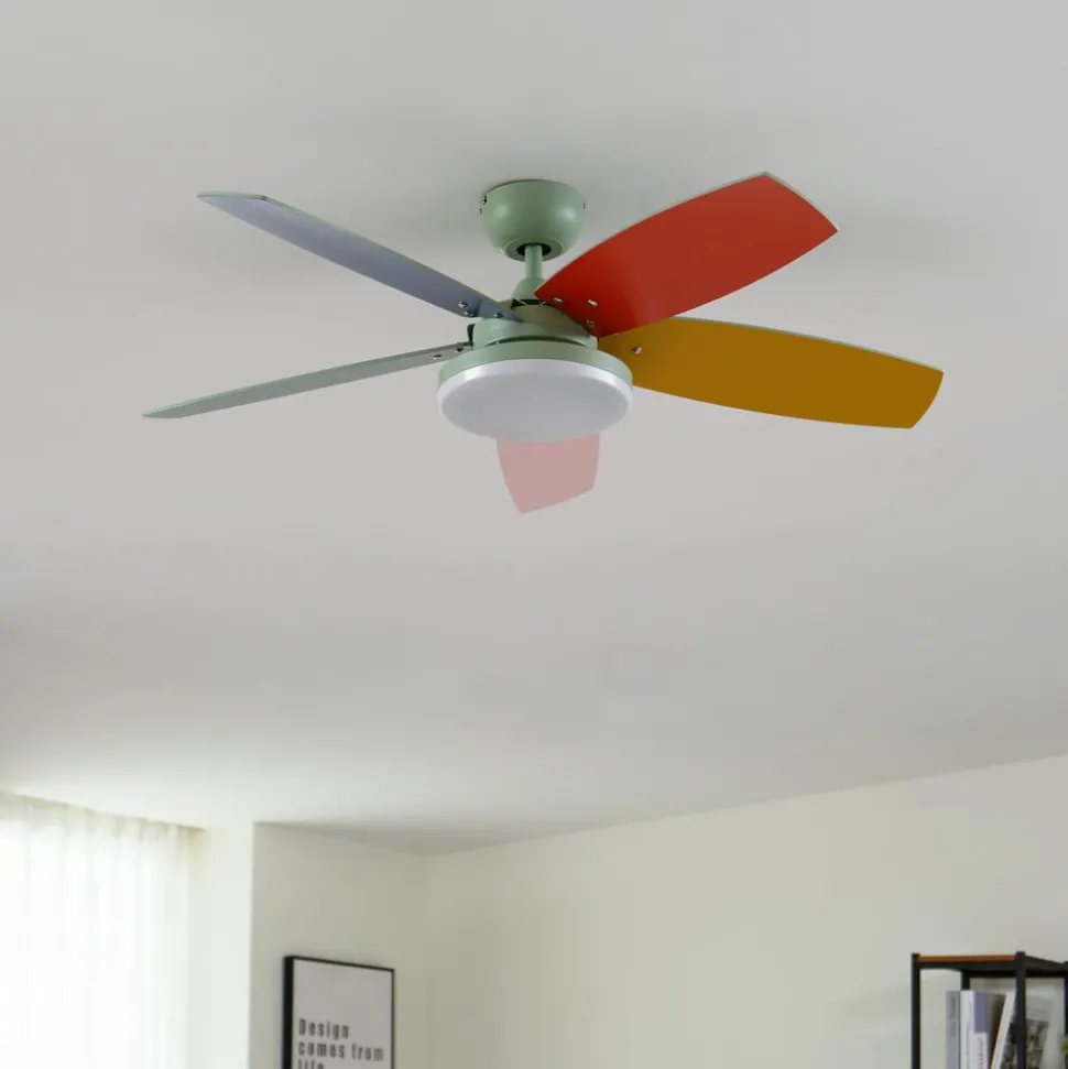 Lindby plafondventilator Jonte, hout, DC, stil, Ø 106 cm