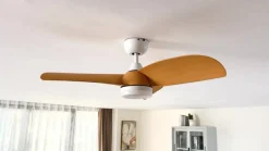 Lindby plafondventilator Enon, wit/houtkleurig, DC, stil