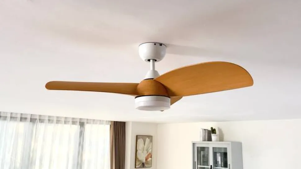 Lindby plafondventilator Enon, wit/houtkleurig, DC, stil