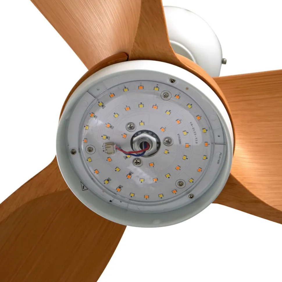 Lindby plafondventilator Enon, wit/houtkleurig, DC, stil