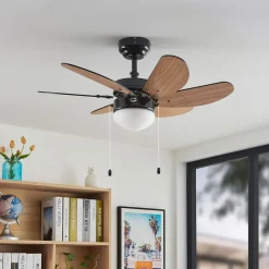 Lindby plafondventilator Minja, zwart, stil, 78 cm, E14