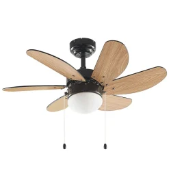 Lindby plafondventilator Minja, zwart, stil, 78 cm, E14