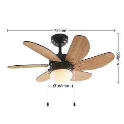 Lindby plafondventilator Minja, zwart, stil, 78 cm, E14