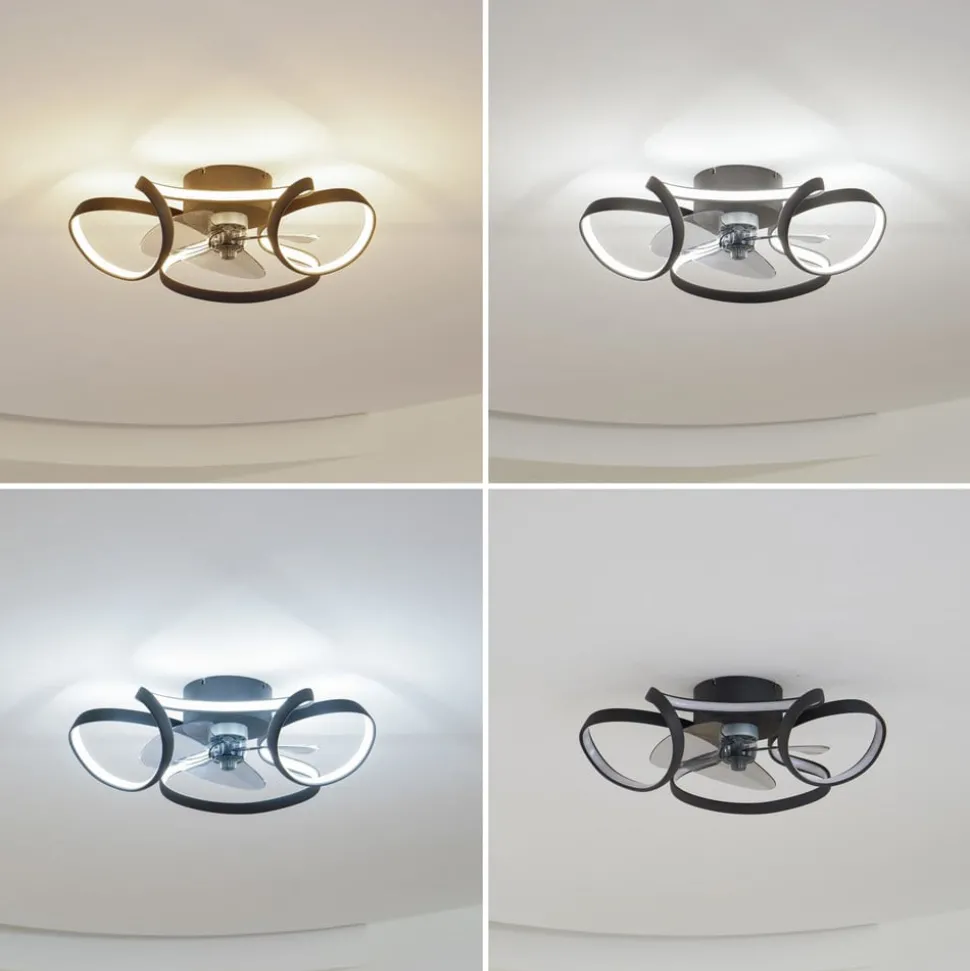 Lindby plafondventilator Lomata, zwart, stil, Ø 23 cm