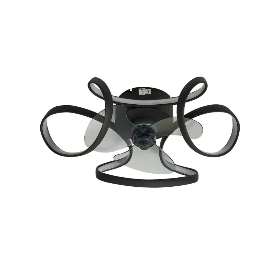 Lindby plafondventilator Lomata, zwart, stil, Ø 23 cm