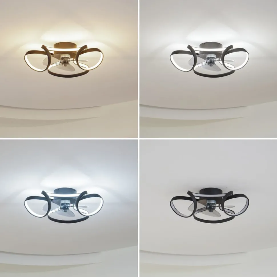 Lindby plafondventilator Lomata, zwart, stil, Ø 23 cm