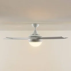 Lindby plafondventilator met verlichting Auraya, stil, wit, 130cm