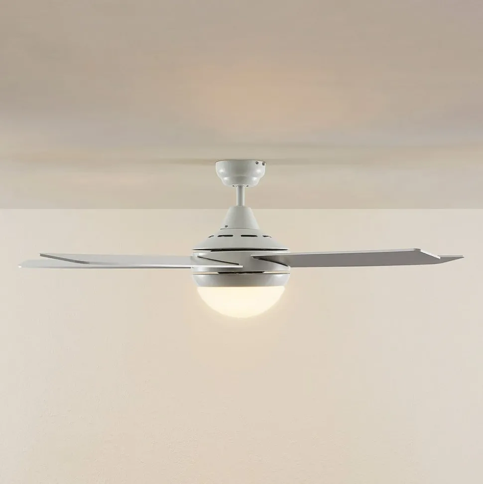 Lindby plafondventilator met verlichting Auraya, stil, wit, 130cm