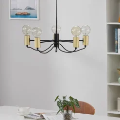 Lindby Prospa kroonluchter in zwart en messing