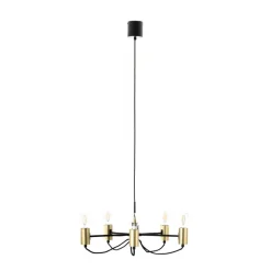 Lindby Prospa kroonluchter in zwart en messing