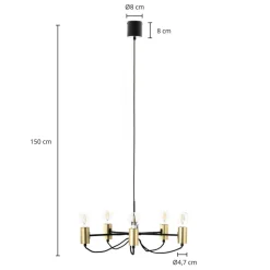 Lindby Prospa kroonluchter in zwart en messing