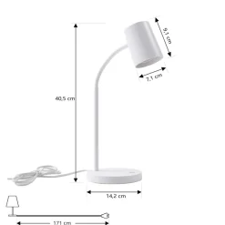 Lindby Radka tafellamp, wit, kunststof, GU10, flexibele arm