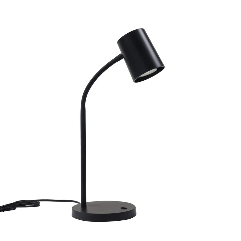 Lindby Radka tafellamp, zwart, kunststof, flexibele arm