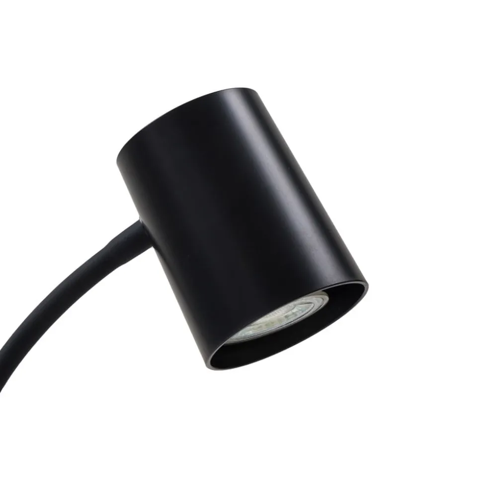 Lindby Radka tafellamp, zwart, kunststof, flexibele arm