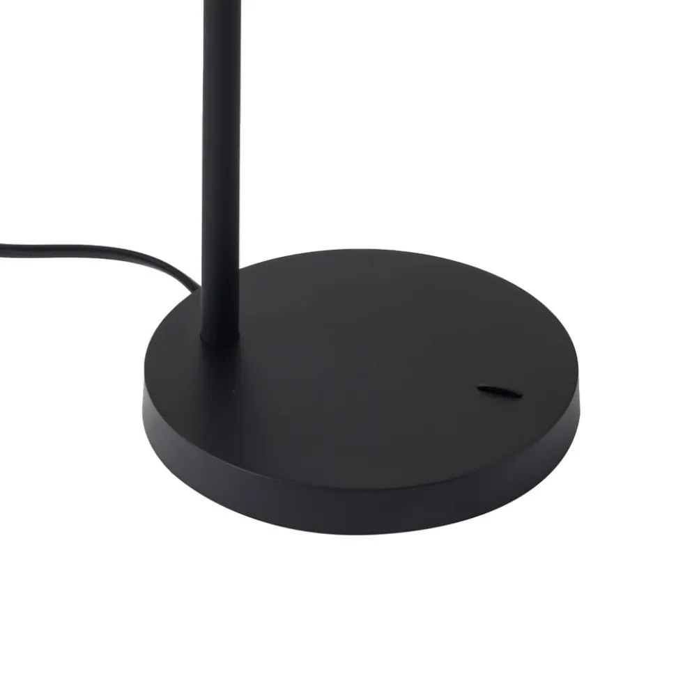 Lindby Radka tafellamp, zwart, kunststof, flexibele arm