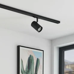 Lindby railspot Linaro, GU10, Ø 6 cm, zwart, 1-fase