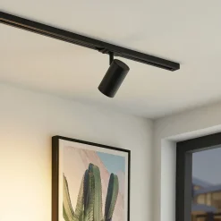 Lindby railspot Linaro, GU10, Ø 6 cm, zwart, 1-fase