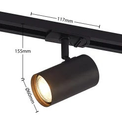 Lindby railspot Linaro, GU10, Ø 6 cm, zwart, 1-fase