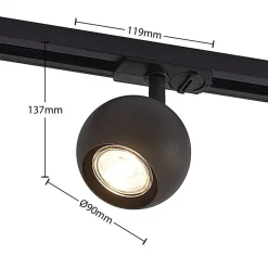 Lindby railspot Linaro, GU10, Ø 9 cm, zwart, 1-fase