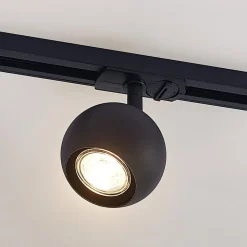 Lindby railspot Linaro, GU10, Ø 9 cm, zwart, 1-fase