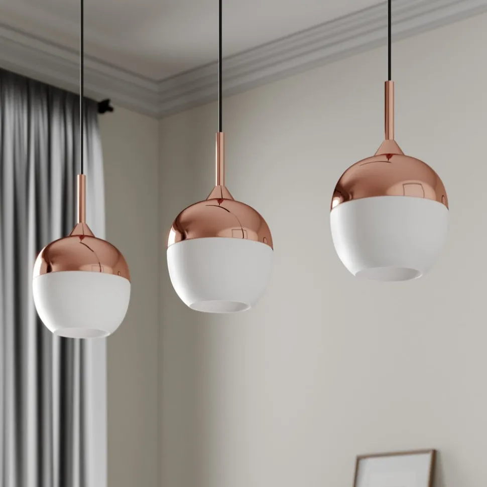 Lindby Rangina hanglamp, 100 cm, koper, 3-lamps, glas