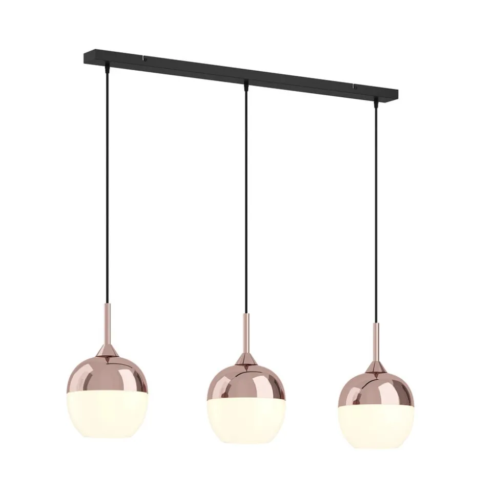 Lindby Rangina hanglamp, 100 cm, koper, 3-lamps, glas