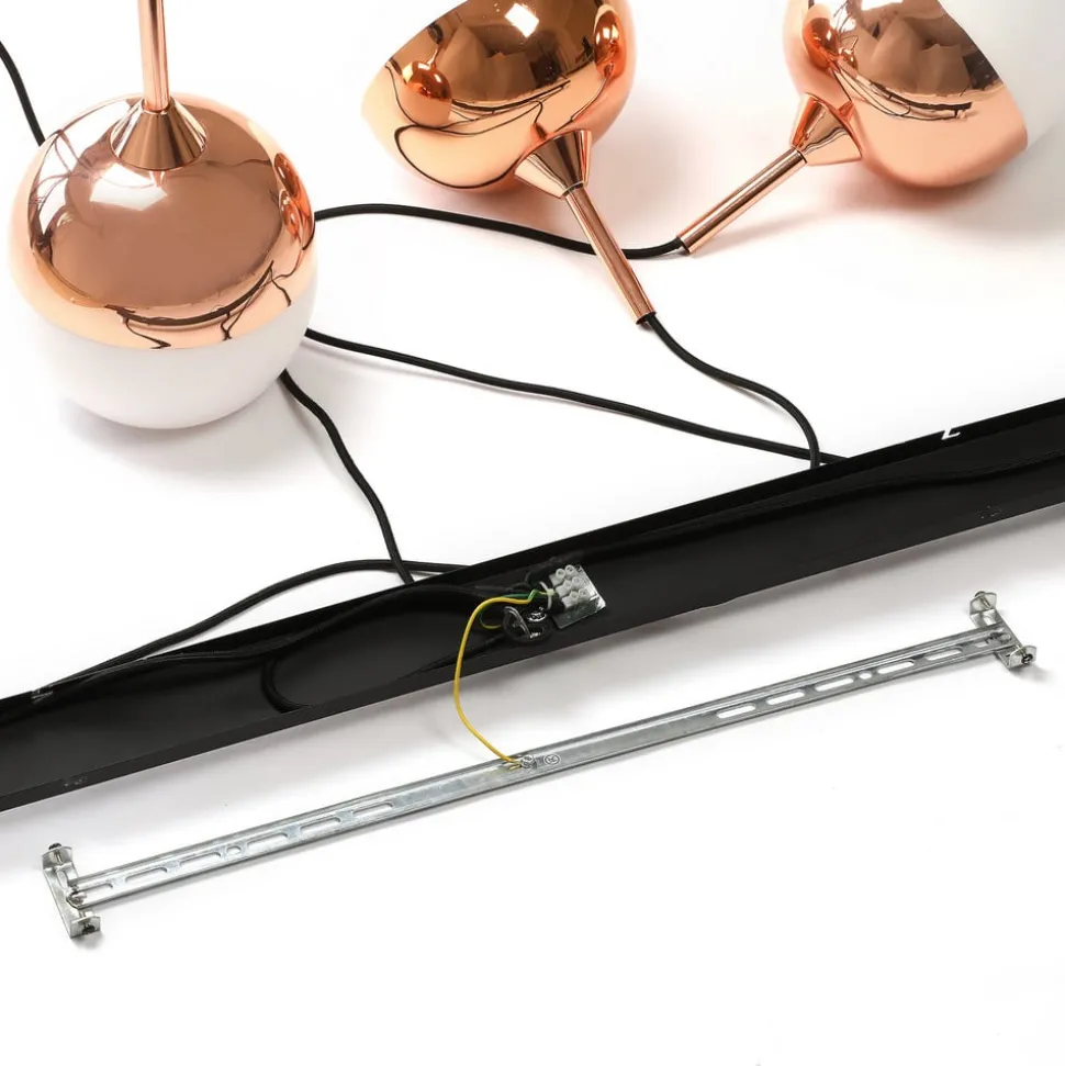 Lindby Rangina hanglamp, 100 cm, koper, 3-lamps, glas