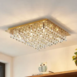 Lindby Rimedia plafondlamp, goud, 55 cm