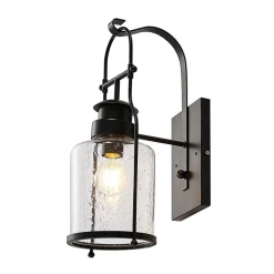Lindby Rozalie wandlamp, zwart, metaal, lantaarn, 44cm